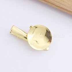 Iron Alligator Hair Clip Findings, with Brooch and Flat Round Tray, for Women, Golden, 35mm, Tray: 25mm In Diameter