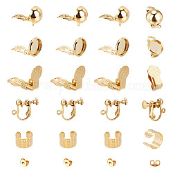 Boucles d'oreilles à clips en laiton arricraft, avec des poussoirs d'oreilles, or, 24 pcs / boîte