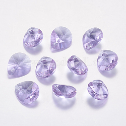 Facettierte Glas Strass Anhänger, Nachahmung österreichischen Kristall, Träne, Violett, 12x10x5.5 mm, Bohrung: 1.4 mm