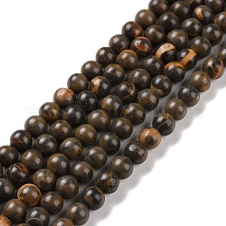 Natürliche Kaffee Jaspis Perlen Stränge, Runde, 6 mm, Bohrung: 1.2 mm, ca. 70 Stk. / Strang, 15.7 Zoll (39.8 cm).