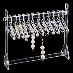 PandaHall Elite 1 Set Transparent Acrylic Earring Display Stands, Clothes Hanger Shaped Earring Organizer Holder with 12Pcs Hangers, Clear, Finish Product: 14x3.6x12cm