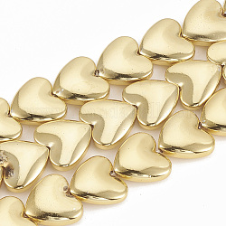 Chapelets de perles en hématite synthétique sans magnétiques, cœur, plaqué or, 12x13x4mm, Trou: 1mm, Environ 37 pcs/chapelet, 15.7 pouce