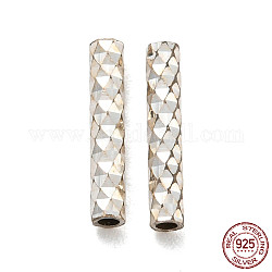 925 серебро бусы трубка, алмазная огранка, колонка, серебряные, 10x1.5 мм, отверстие : 1 мм