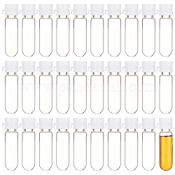 Прозрачные стеклянные бутылки, с пластиковыми крышками, шарик контейнеры, труба, белые, 1.5x4.9 см, Внутренний диаметр: 0.7 cm