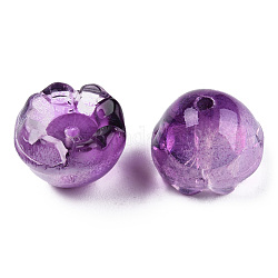 Perlas de vidrio pintado en aerosol transparente, flor, púrpura, 9x13x13mm, agujero: 1.6 mm