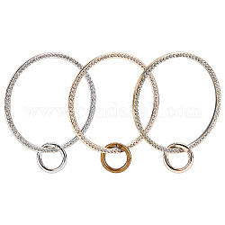 Pandahall elite 3 ensembles 3 couleurs poignées en fer strass, avec anneaux de ressort, accessoires de remplacement de sac, anneau, couleur mixte, 9.18 cm, Trou: 4.2mm, Diamètre intérieur: 8.22 cm, 1 set / couleur