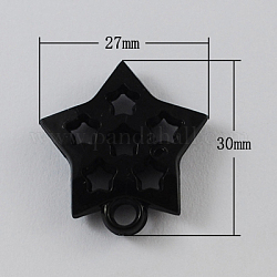 Opaque Acrylic Pendants, Star, Black, 30x27x6mm, Hole: 4mm, about 320pcs/500g