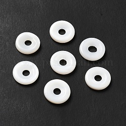 Cuentas de concha naturales de agua dulce, donut / pi disc, blanco, 12x2.5mm, agujero: 3.5 mm