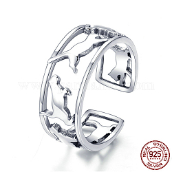 925 кольцо из стерлингового серебра, открытые кольца, с 925 маркой, кошка, античное серебро, Размер 6, 16 мм
