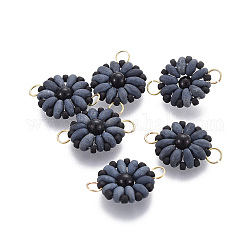 Miyuki & Toho handgemachte japanische Saatperlen Verbinder, Webstuhl Muster, Sonnenblumen, Mitternachtsblau, 19~20x13.5~14x4.5 mm, Bohrung: 3 mm