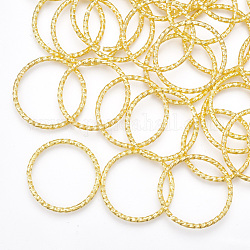 Iron Linking Rings, Textured, Nickel Free, Golden, 25x2mm, Inner Diameter: 22mm, about 390pcs/500g
