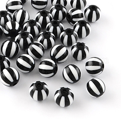 Bande de perles en acrylique opaque, ronde, noir, 19~20x18mm, Trou: 3mm, environ 116 pcs/500 g