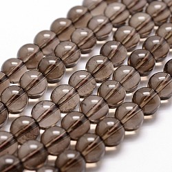 Chapelets de perle en quartz fumé naturel, ronde, 6mm, Trou: 1mm, Environ 61 pcs/chapelet, 14.9 pouce ~ 15.1 pouces