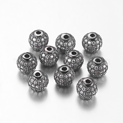 Латунные шарики циркония кубической, круглые, металлический черный, 8 мм, отверстие : 1.5 мм