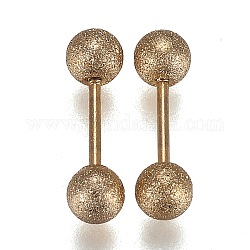 304 Stainless Steel Ball Stud Earrings, Textured, Barbell Cartilage Earrings, Golden, 11.7x3mm, Pin: 0.7mm, 12pairs/set