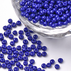 12/0 Grade A Baking Paint Glass Seed Beads, Round, Medium Blue, 2x1.5mm, Hole: 0.3mm, about 30000pcs/bag