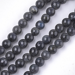 Natural Black Labradorite Beads Strands, Grade A, Round, 6mm, Hole: 0.8mm, about 62~65pcs/strand, 15.3 inch