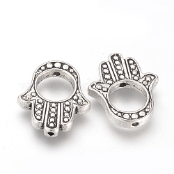 Perline in lega stile tibetano,  cadmio& piombo libero, mano di hamsa/mano di /mano di miriam, argento antico, 20x17x3mm, Foro: 1.5 mm, diametro interno: 8.2mm