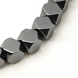 Non-magnetic Synthetic Hematite Beads Strands, Hexagon, Faceted, Black, 8x8x8mm
