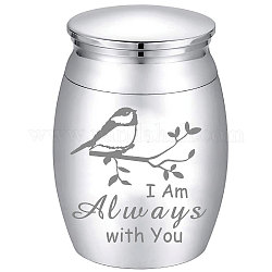 CREATCABIN Alloy Cremation Urn Kit, with Disposable Flatware Spoons, Silver Polishing Cloth, Velvet Packing Pouches, Bird Pattern, 40.5x30mm, 1pc