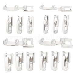 Benecreat 16 pz 4 stili fermagli per cinturini in ottone ecologici, placcato di lunga durata, argento, 15~17x3.5~7.5x4mm, 4pcs / style
