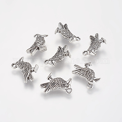 Tibetan Style Alloy Bird Pendants, Cadmium Free & Lead Free, Antique Silver, 18x19x5.5mm, Hole: 2mm