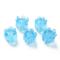 Perles de chalumeau cahoteuses faites à la main transparentes, avec des paillettes d'argent, méduses, cyan, 8~9x8mm, Trou: 1~1.5mm