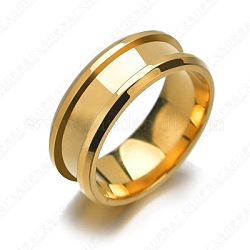 201 ajuste de anillo de dedo ranurado de acero inoxidable, núcleo de anillo en blanco, para hacer joyas con anillos, dorado, tamaño de 7, 8mm, diámetro interior: 17 mm