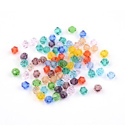 Bicone sfaccettato perle di vetro trasparente, colore misto, 3mm, Foro: 0.5 mm, circa 600pcs/scatola