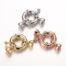 Brass Spring Ring Clasps, Cadmium Free & Nickel Free & Lead Free, Mixed Color, 15x5mm, Hole: 4.5mm