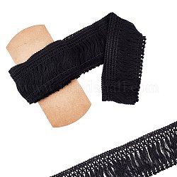 Garnitures de bord de ruban de dentelle de coton, ruban pompon, pour la couture de tissu artisanal, noir, 2-1/2 pouce (60 mm), 5yards / roll (4.57m / roll)