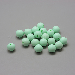 Food Grade Eco-Friendly Silicone Beads, Round, Pale Green, 12mm, Hole: 2mm