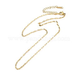 Ion Plating(IP) 304 Stainless Steel Dapped Chain Necklace for Men Women, Real 18K Gold Plated, 15.51 inch(39.4cm)