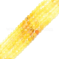Chapelets de perles en opale jaune naturelle, facette, ronde, 2mm, Trou: 0.5mm, Environ 215 pcs/chapelet, 15.16''~15.55'' (38.5~39.5 cm)
