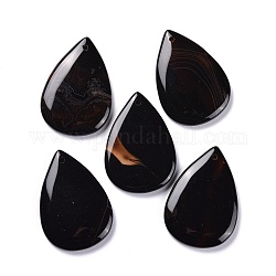 Pendentifs en agate noire naturelle, larme, 52.5x37x6mm, Trou: 2.2mm