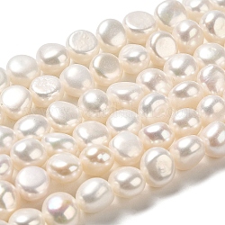 Natural Cultured Freshwater Pearl Beads Strands, Two Sides Polished, Grade 6A+, PapayaWhip, 7~8x7.5~8.5x5.5~6mm, Hole: 0.5mm, about 45~46pcs/strand, 13.78~13.58 inch(34.5~35cm)