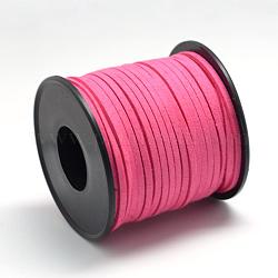 Замша Faux шнуры, искусственная замшевая кружева, ярко-розовый, 2.7x1.5 мм, около 27.34 ярда (25 м) / рулон
