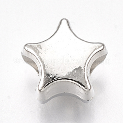 Ccb perline di plastica europee, perline con foro grande, stella, platino, 10x10.5x7mm, Foro: 4 mm
