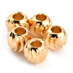 Messing Perlen, langlebig plattiert, gewellte Runde, echtes 24k vergoldet, 4.5x4 mm, Bohrung: 1.8 mm