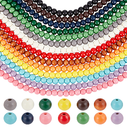 PH PandaHall 574pcs 10mm Colorful Wood Beads, 14 Colors Round Wooden Craft Beads Large Hole Wooden Spacer Beads for DIY Seasonal Spring Easter Home Party Decoration Craft Making