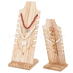 Tablero de exhibición de collar inclinado de madera, Soporte organizador de exhibición de joyas rectangular para almacenamiento de collares, mocasín, 9.7x9.9x25.5 cm