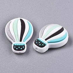 Food Grade Eco-Friendly Silicone Pendants, Hot Air Balloon, Coconut Brown, 28x22x9~10mm, Hole: 2mm