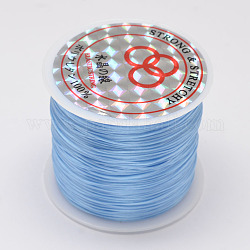 Chaîne de cristal élastique plat, fil de perles élastique, pour la fabrication de bracelets élastiques, lumière bleu ciel, 0.8mm, environ 54.68 yards (50 m)/rouleau