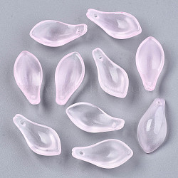 Прозрачные стеклянные подвески для выпечки, лепесток, розовые, 22~23x11x6 мм, отверстие : 1.2 мм