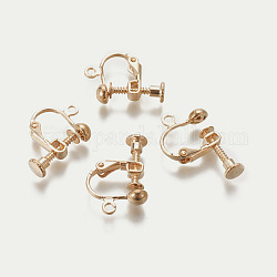 Accessoires de boucle d'oreille clips à vis en laiton plaqué avec pince spirale, clip d'oreille en spirale, or champagne, 13x17x4.5mm, Trou: 1.6mm