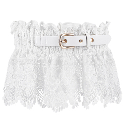 Ceintures corset élastiques larges en polyester, avec ceinture en cuir pu, alliage fermoir, ceinture à lacets pour femme fille, blanc, 31-7/8 pouce (81 cm)