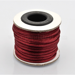 マクラメラテール中国結び作り用コードラウンドナイロン編み込みひも糸  サテンコード  暗赤色  2mm  約10.93ヤード（10m）/ロール