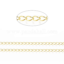 Latón retorcido cadenas, cadenas del encintado, soldada, con carrete, oval, sin plomo y níquel y cadmio, dorado, 5x4x0.5mm, aproximamente 92 m / rollo