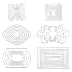 Rahmen Metall Stanzformen Schablonen, für DIY Scrapbooking / Fotoalbum, Dekorative Prägepapierkarte aus Papier, Mischformen, Platin matt Farbe, 6 Stück / Beutel
