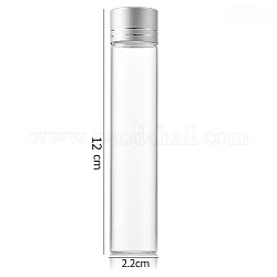 Bottiglie di vetro trasparente contenitori di perline, tubi per la conservazione delle perle con tappo a vite e tappo in alluminio, colonna, argento, 2.2x12cm, capacità: 30 ml (1.01 fl. oz)